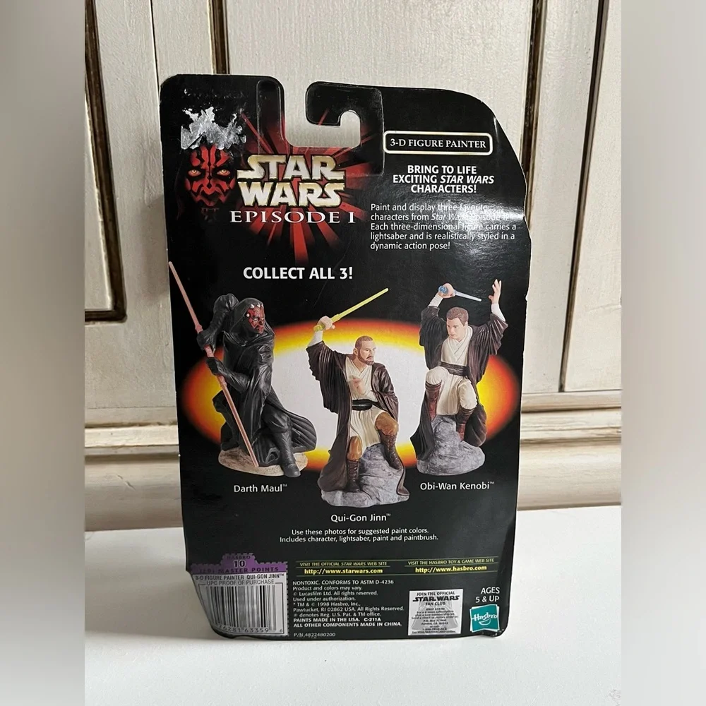 New Vintage 1998 Star Wars Episode 1 QUI-GONJINN 3-D Figure Painter Hasbro